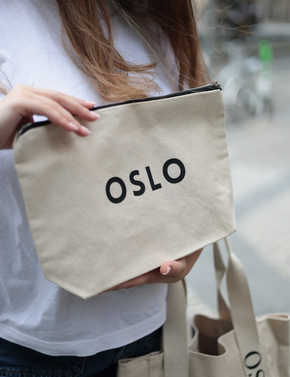 Cotton cosmetic bag with Oslo print