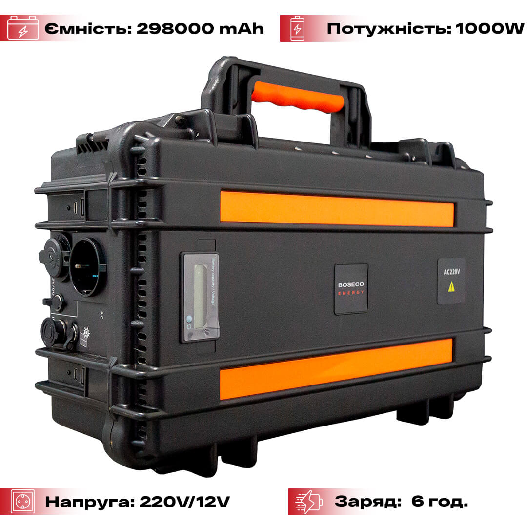 Портативний акумулятор з розеткою 220 вольт Boseco Energy bps 1000 ват 1100 ват годин 298 000 мАг