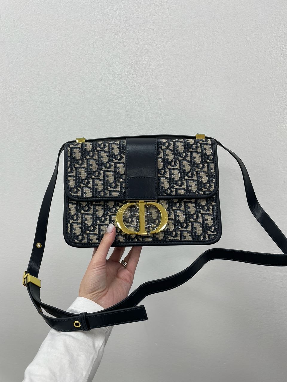 Dior 30 Montaigne Chain Bag Blue Dior Oblique Jacquard