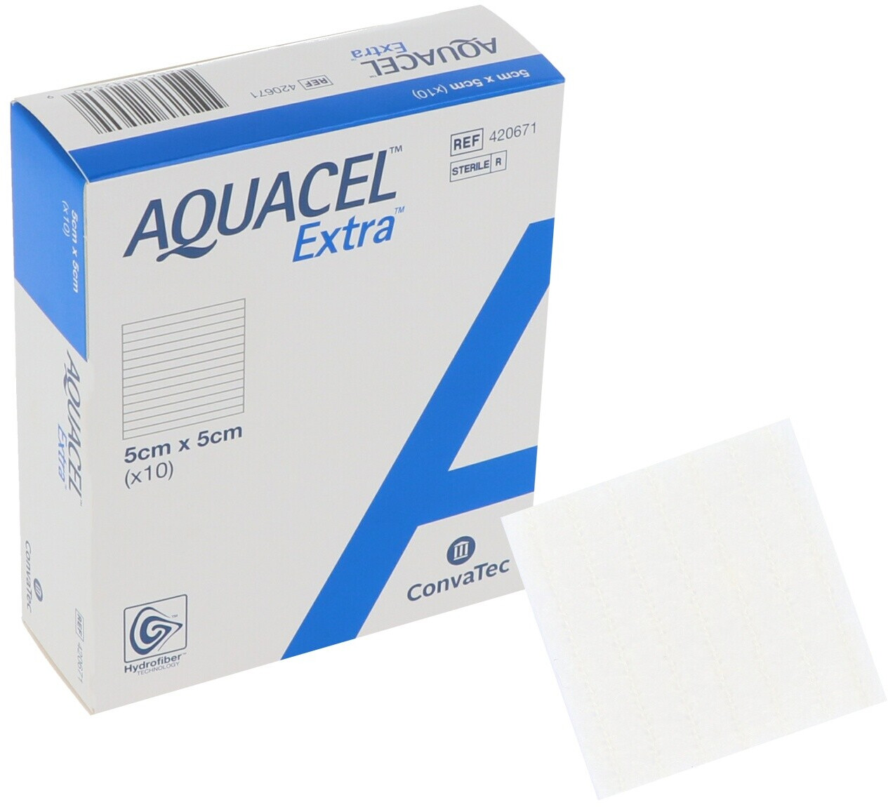 5×5см.Aquacel Extra (аквасель екстра) гідрофіброва  пов'язка для ран 1шт