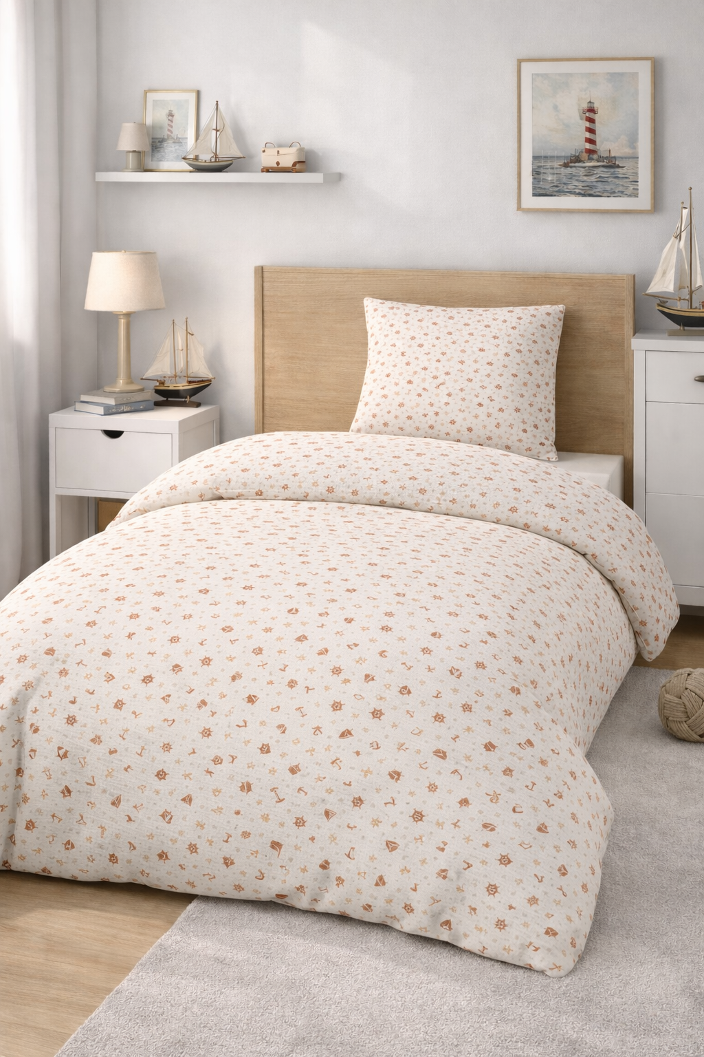 Постільна білизна для хлопчиків ранфорс прінт  " Штурвали, якоря "