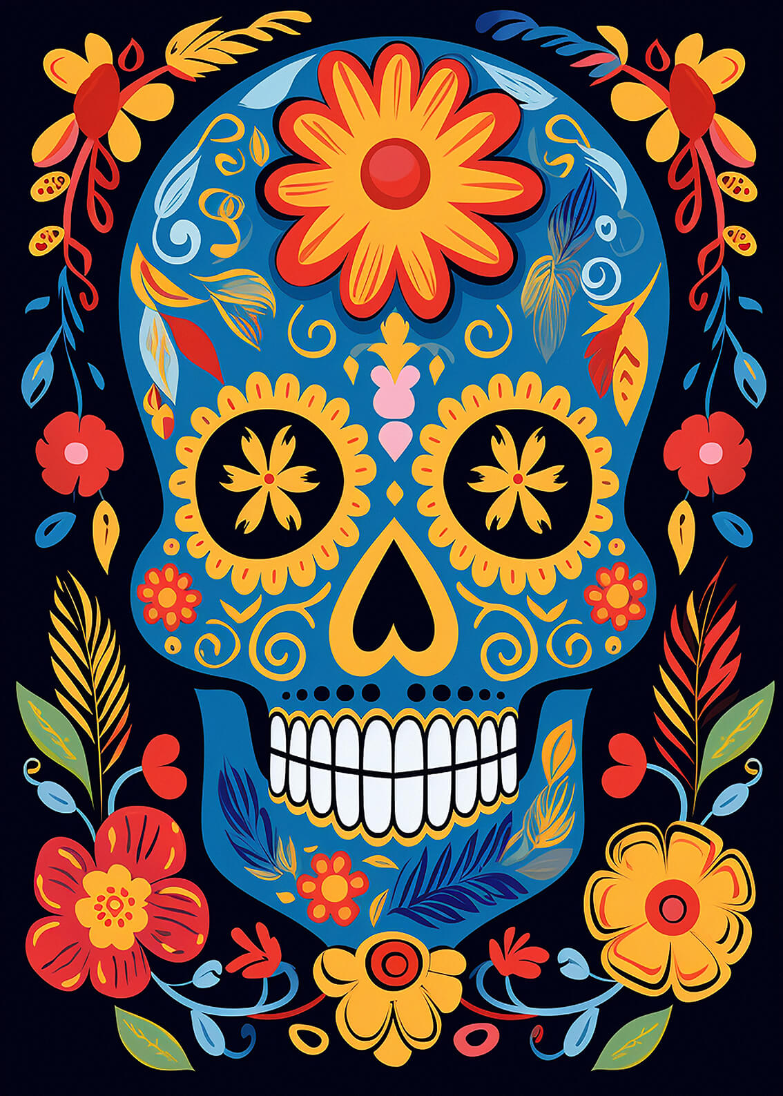 Calavera VIII, 42x30 cm original acrylic painting on paper