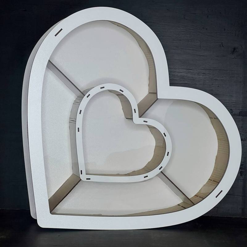 Бокс у формі серця з прозорою кришкою "Подвійне серце", білий 50х44х9 см