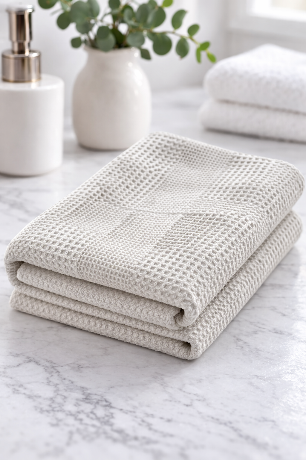 Рушник для кухні ( піке мозаїка)світло  сірий