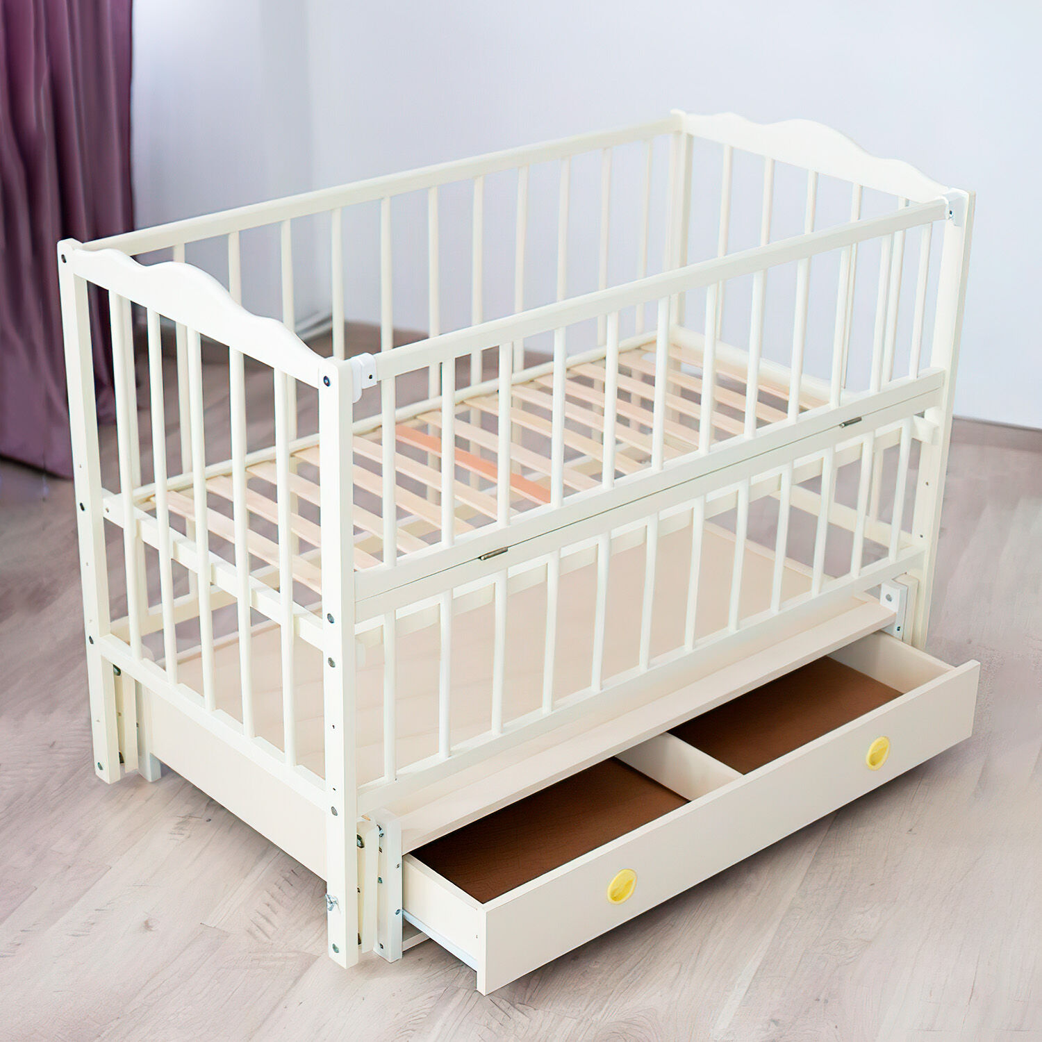 Дитяче ліжечко ТМ Кузя "Ангеліна" з шухлядою слонова кістка