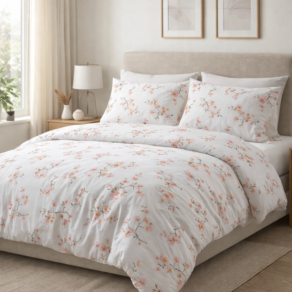 Постільна білизна  від виробника ранфрс "Букети рожевих квітів на білому"