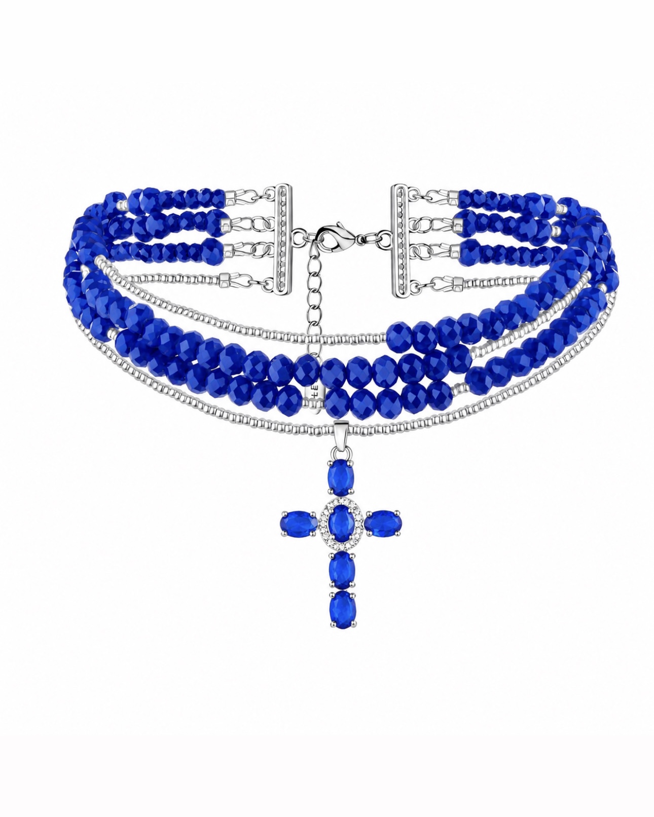 DIAMOND CROSS necklace blue
