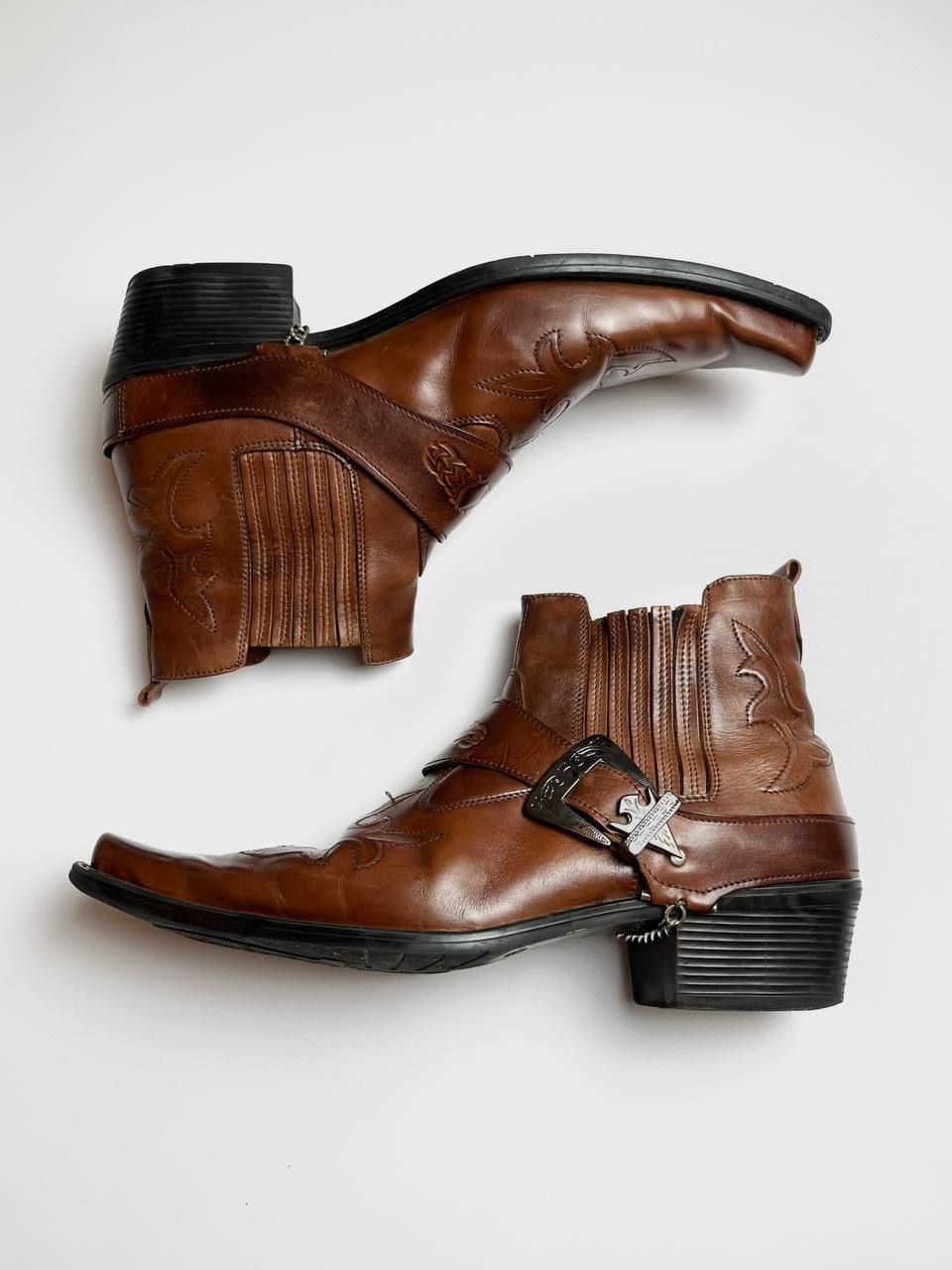 VINTAGE COWBOY WESTERN BIKER LEATHER BOOTS