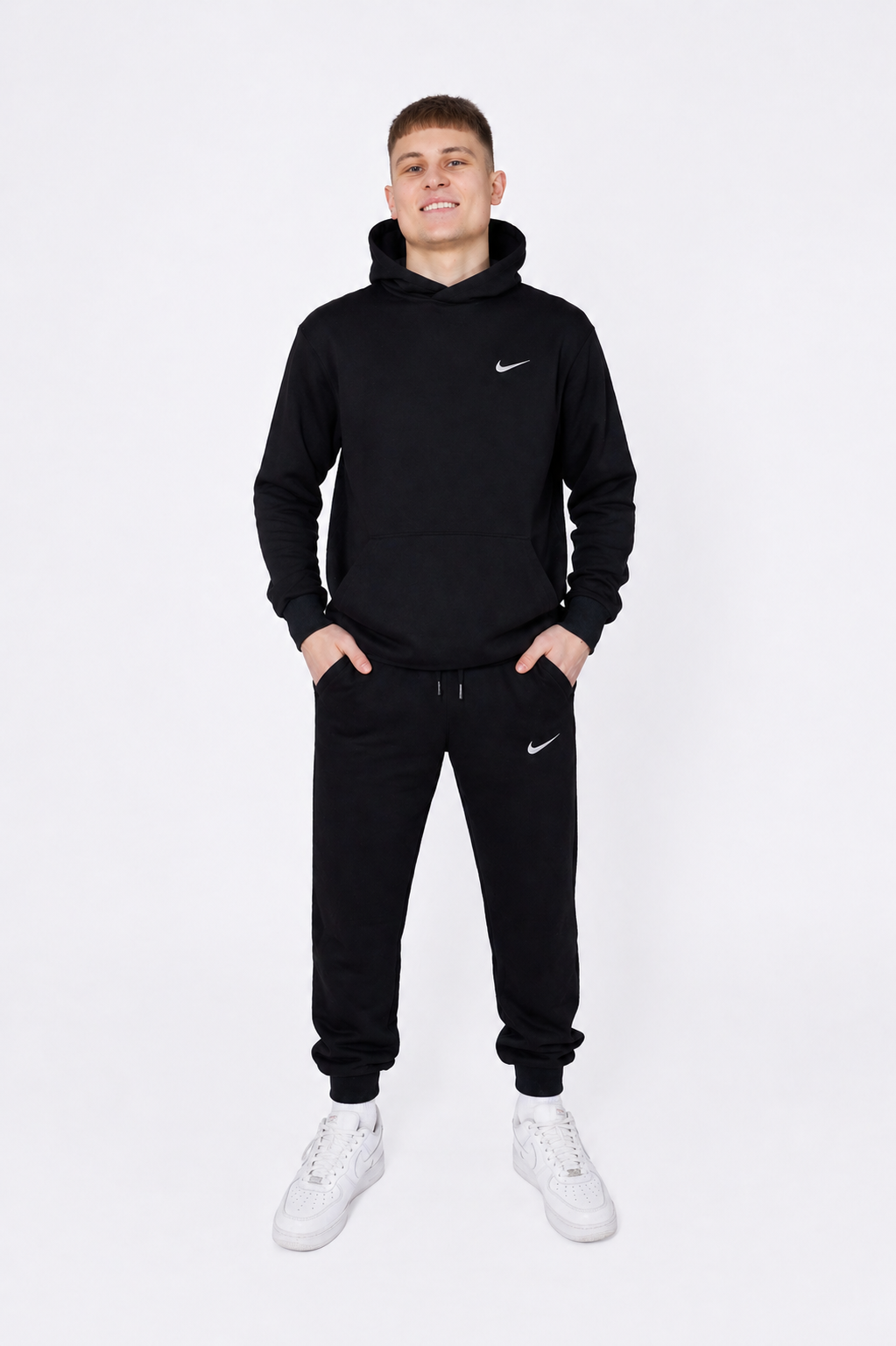 Костюм Чоловічий Nike - Найк (Копія) з Двунитки, Чорний