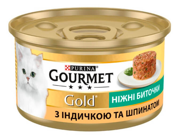 ГурмеГолд З індичкою та шпинатом. 'Ніжні биточки'. Конс/кот 85г