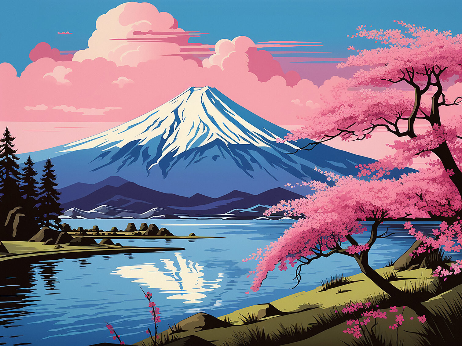 Fujisan II, 60x80 cm, original acrylic painting on canvas