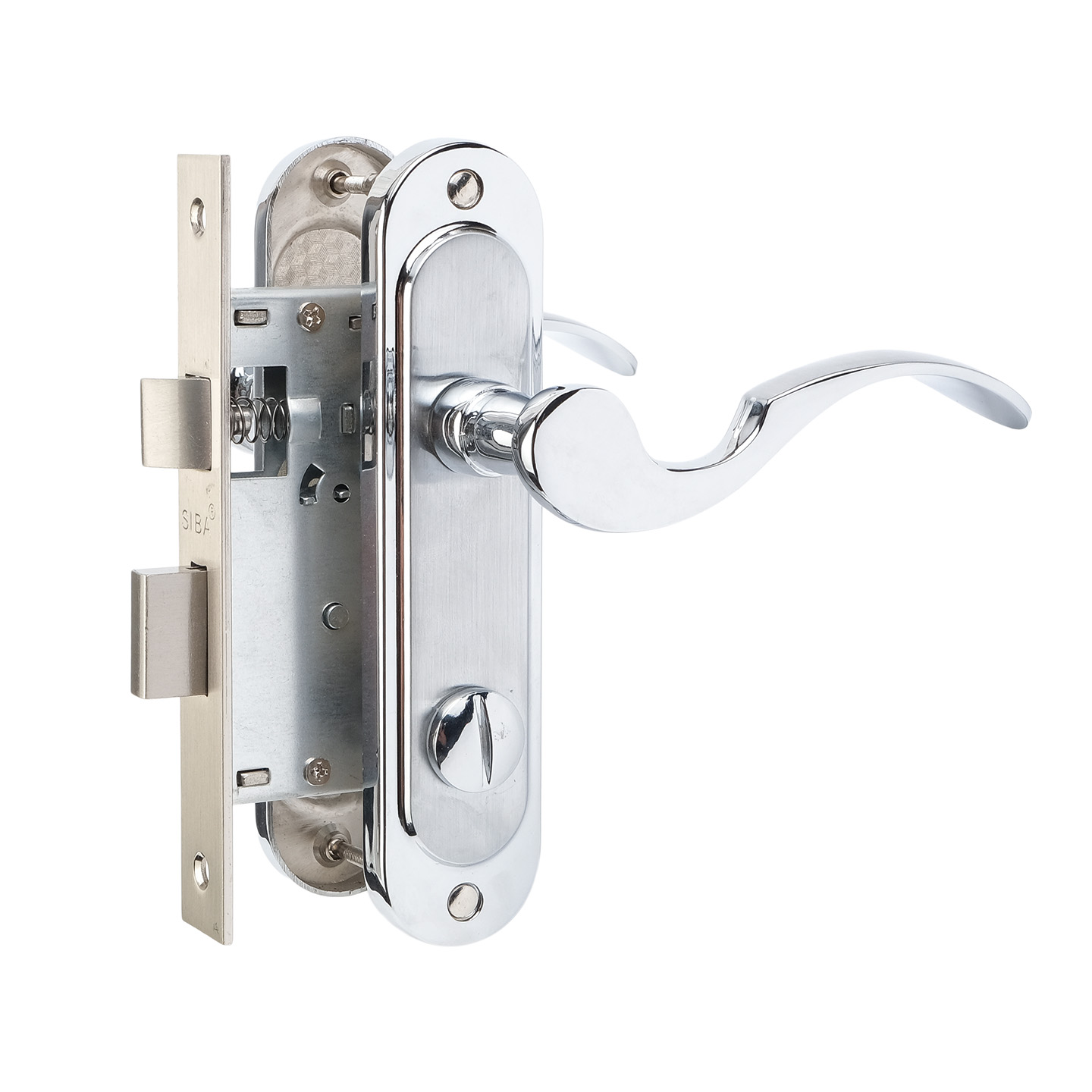 Комплект міжкімнатних ручок SIBA Osimo WC 62 мм з механізмом, матовий хром/хром