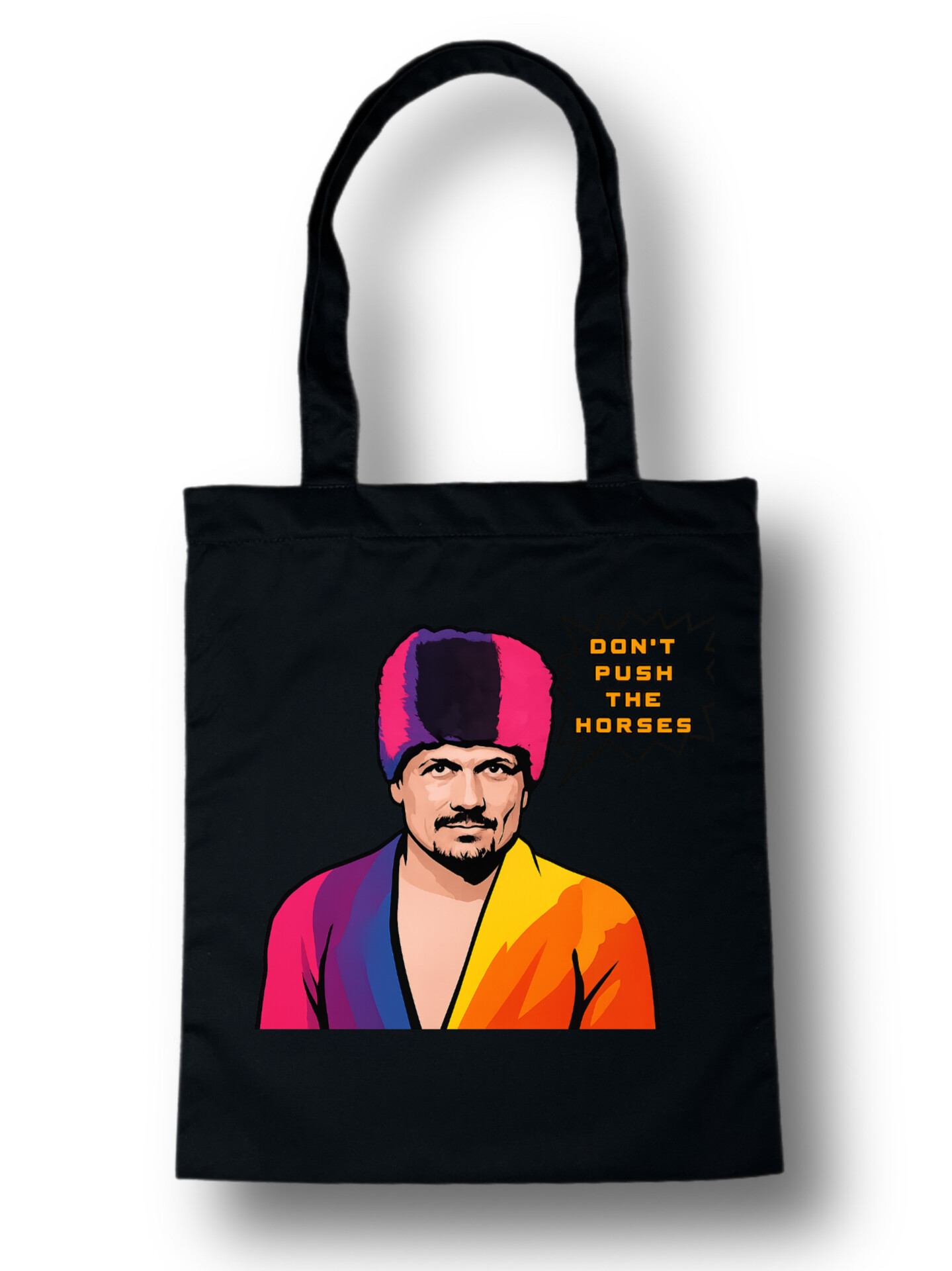 Шопер чорний класичний з принтом "УСИК МЕМ"