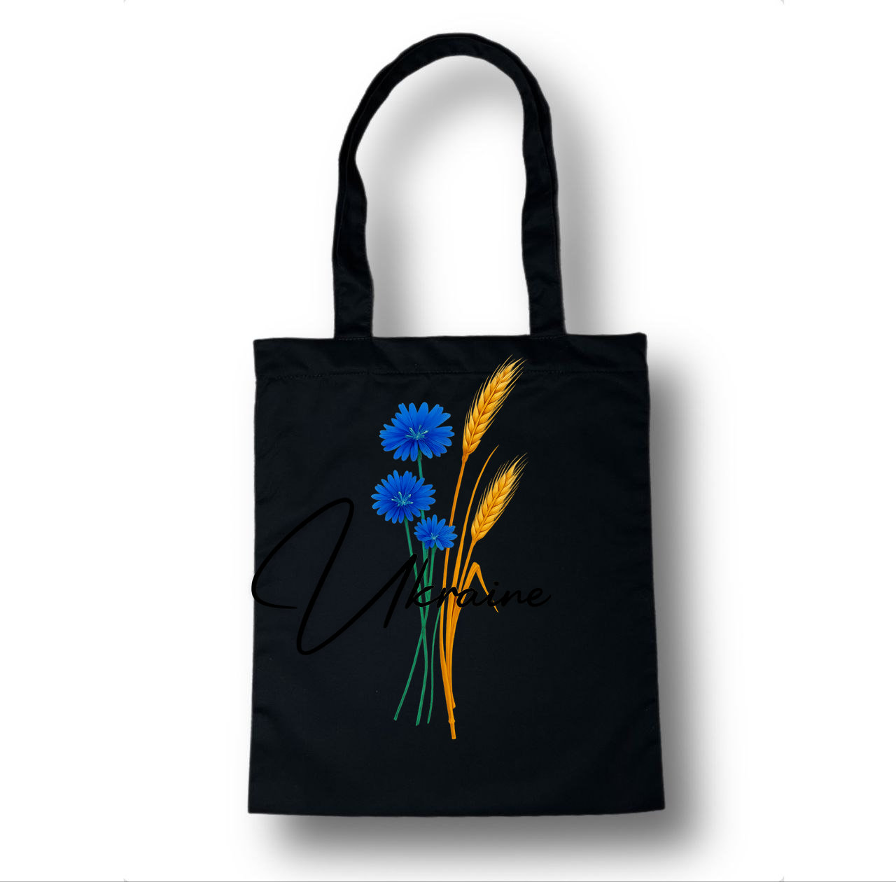 Шопер чорний класичний з принтом ""КОЛОСОК УКРАЇНА"