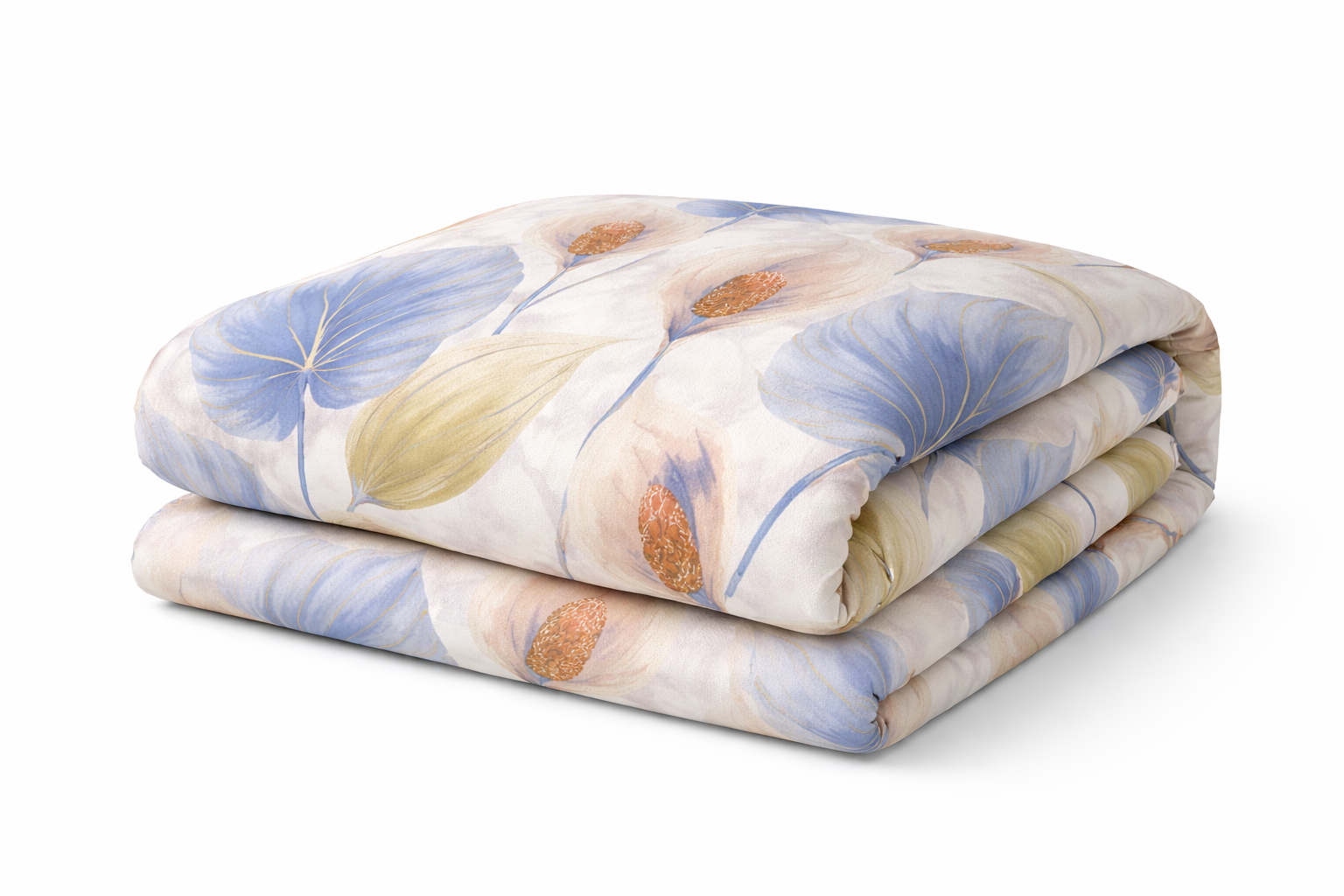 Підковдра  ранфорс принт  " Сині квіти листя"