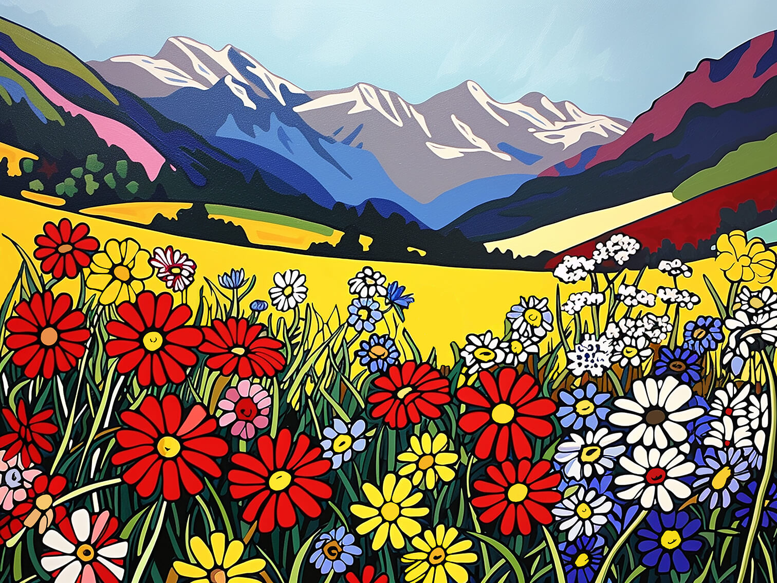 Alpine meadows II, 60x80 cm, original acrylic painting on canvas