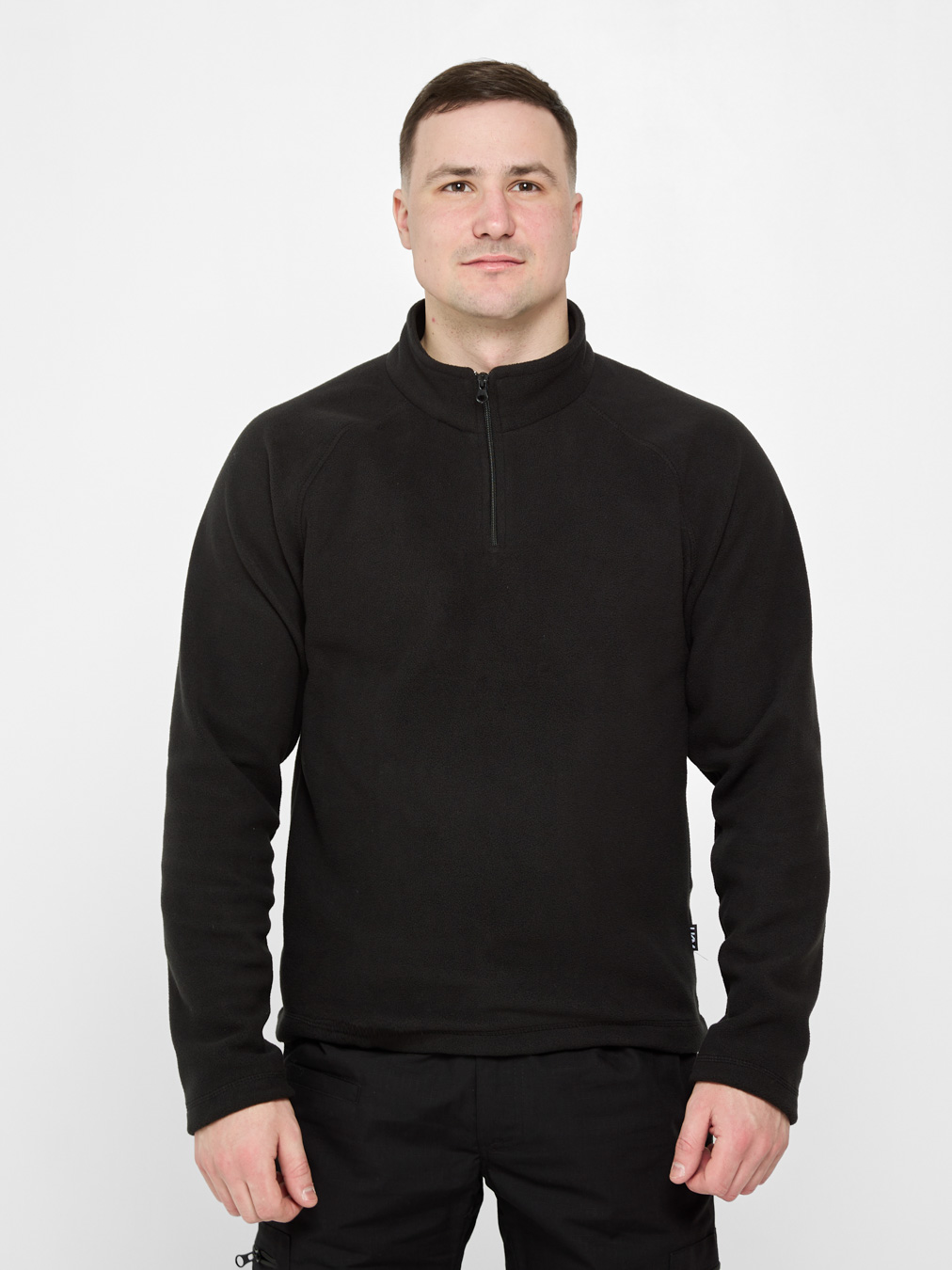 Реглан флісовий чоловічий на блискавці UKM Alpha чорний