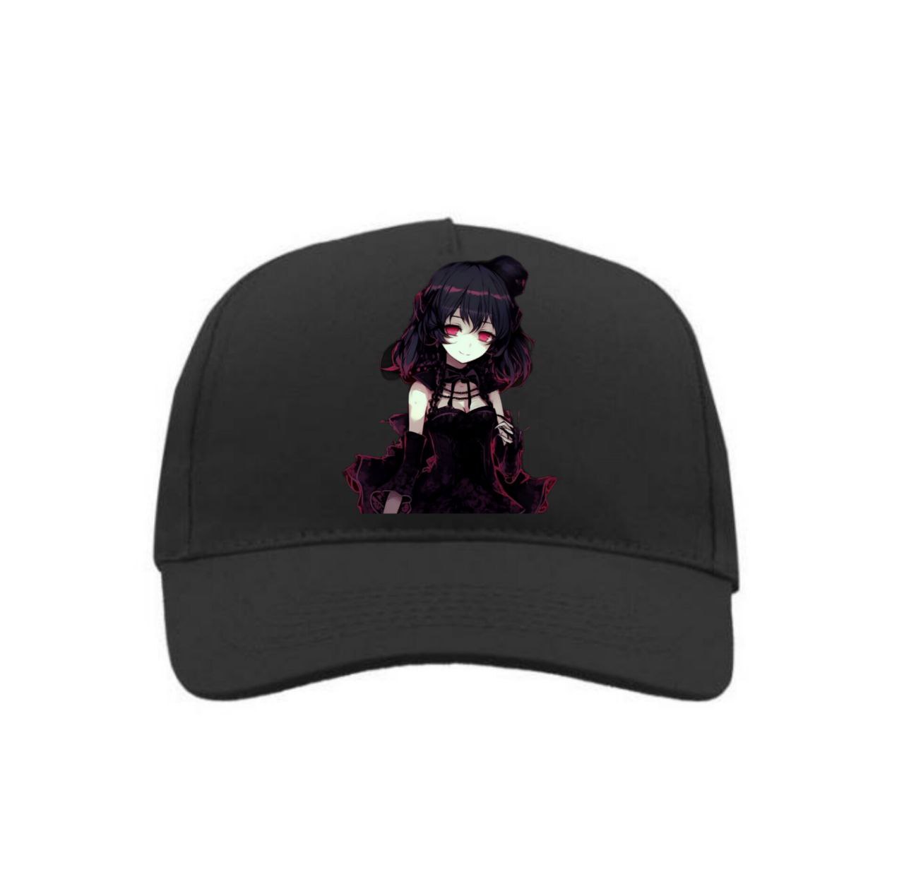 Кепка класична чорна з принтом "АНІМЕ ДІВЧИНКА 1"