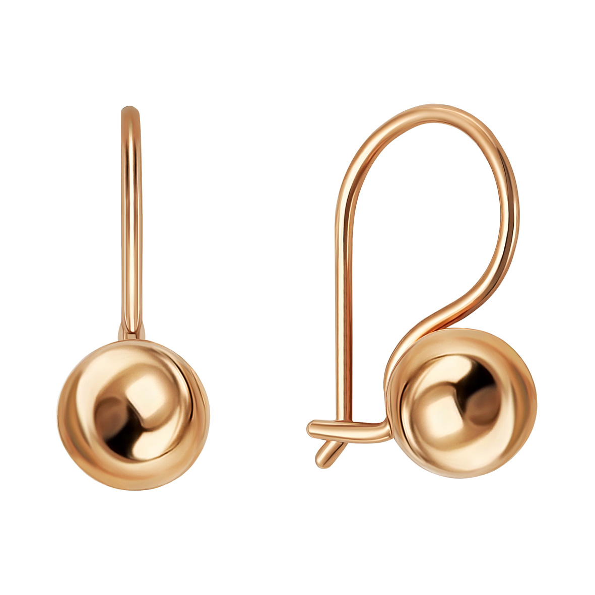 Goldene Ohrringe „Golden Sphere“ – 585er Rotgold mit Kugeldesign