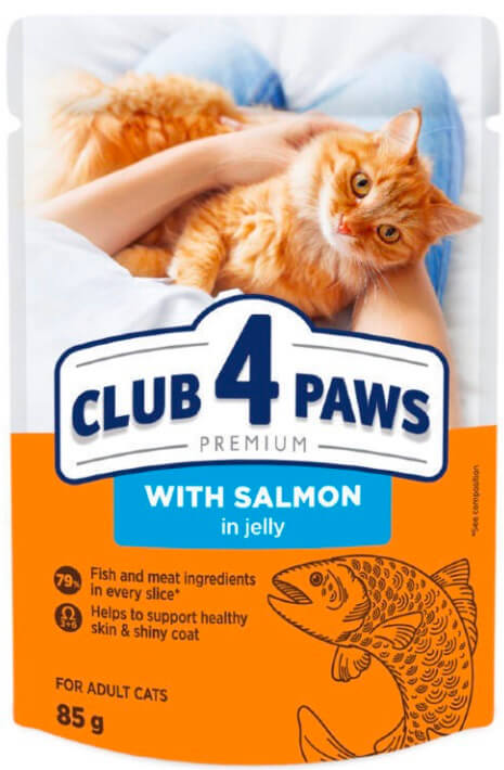 Клуб 4 лапи Premium пауч з лососем у желе для котів 85гр.