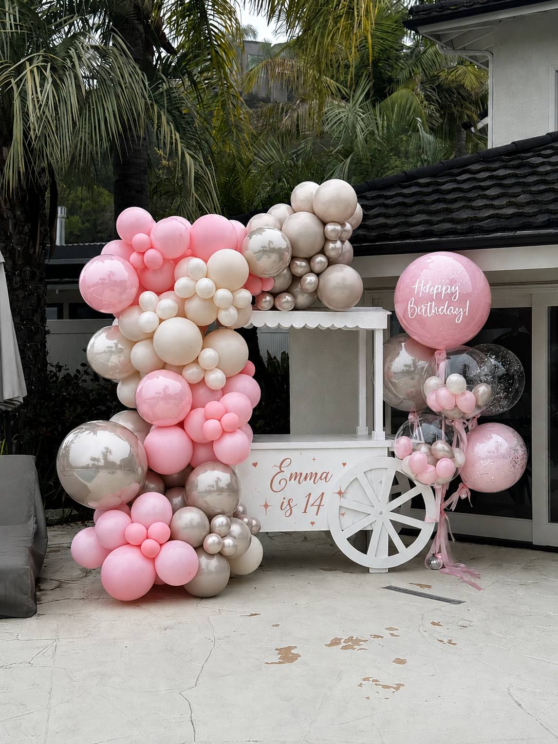 Luxury Pink Balloon Cart Setup for Girls