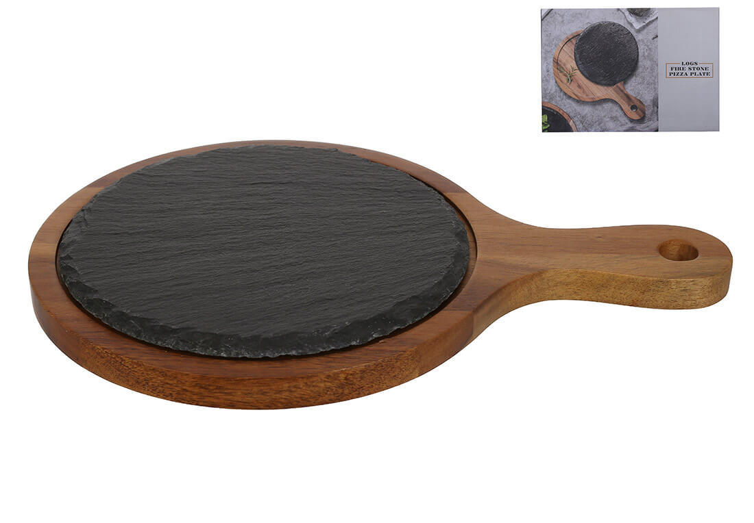 Дерев'яна дошка з ручкою та сланцевою вставкою