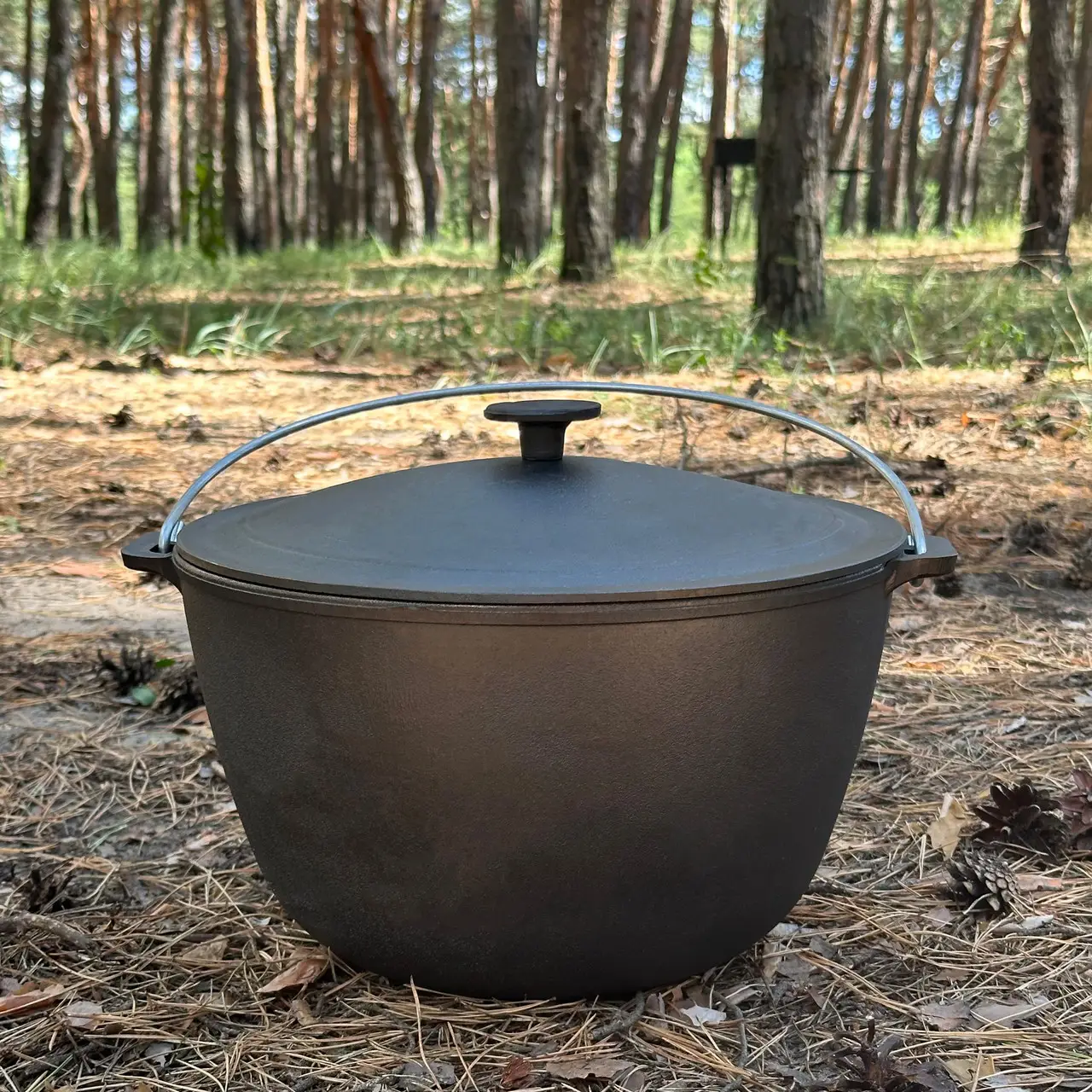 Казан туристичний КТ-08 чавунний з кришкою 8л