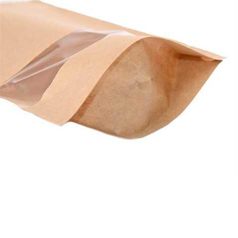 Дой-пакет 140х240х40, крафт+вікно, зіп-замок 100 шт, 011900016