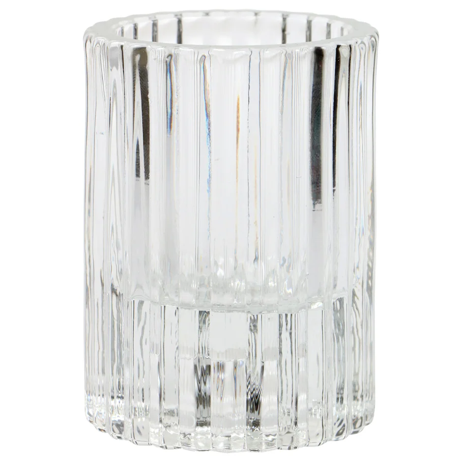 Clear Ribbed Glass Tea Light Candleholders