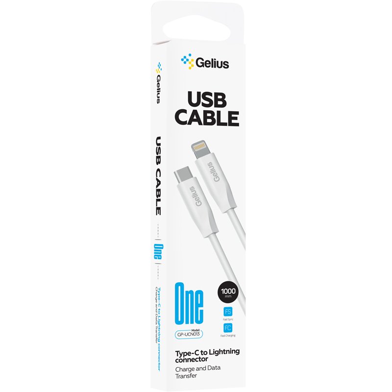 Кабель USB Gelius One GP-UCN013 Type-C to Lightning 3A 27W (1m) White