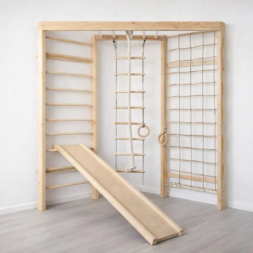 Theo – Corner Kletterwand XL | 2-seitiges Indoor Kletterset für Kinder