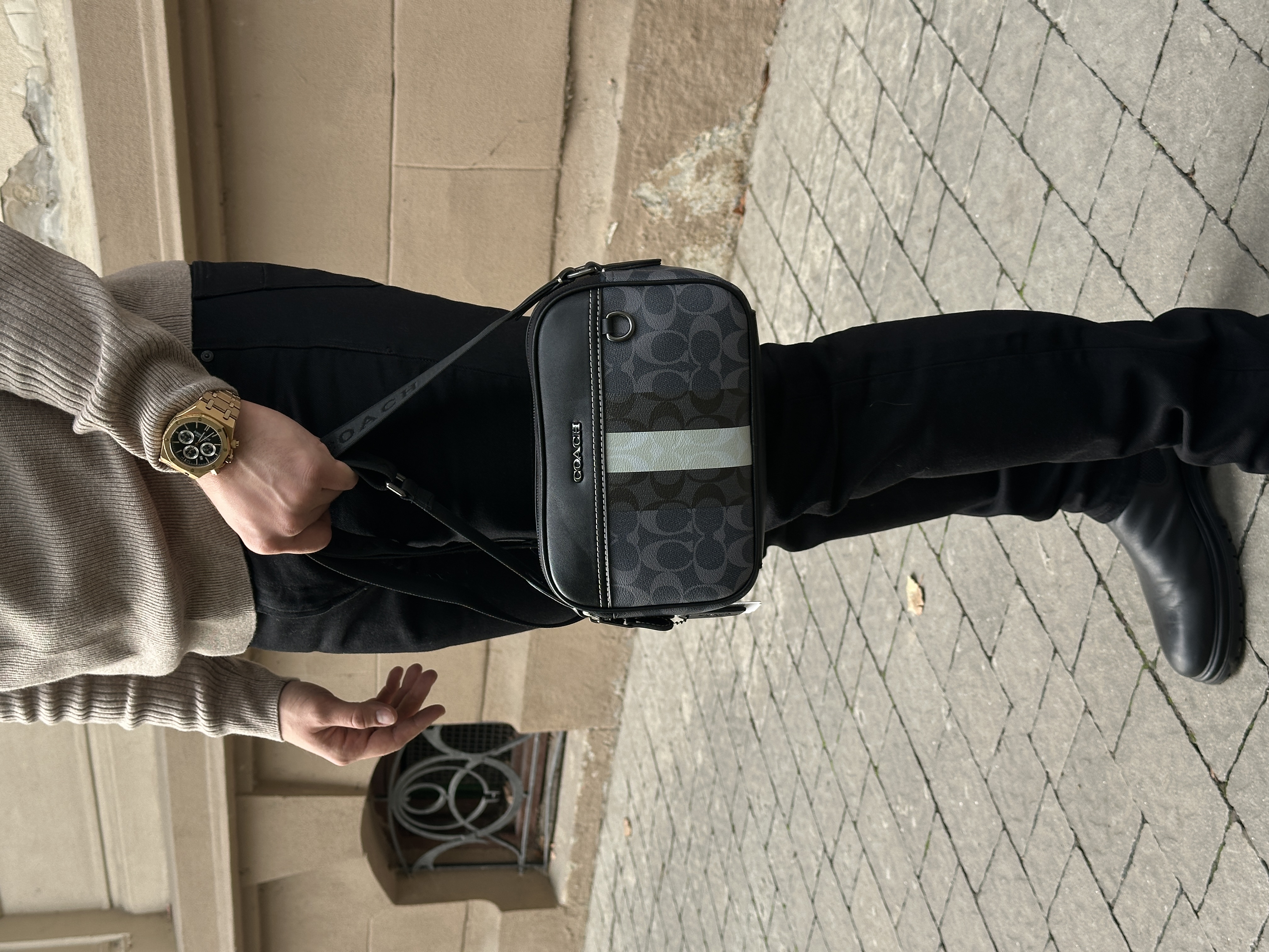 Coach Graham Crossbody Bag In Blocked Signature Canvas With Varsity Stripe