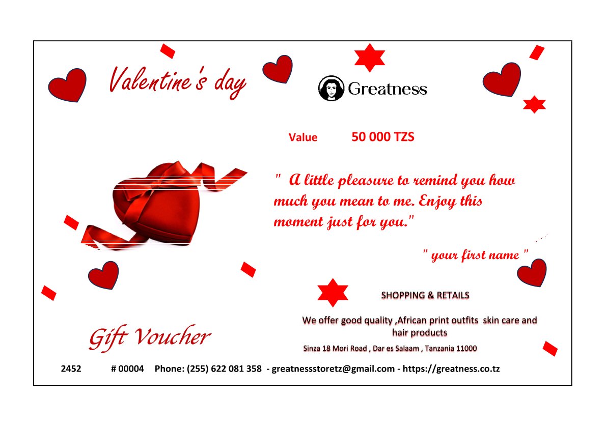 Greatness - Valentine's Day Gift voucher.