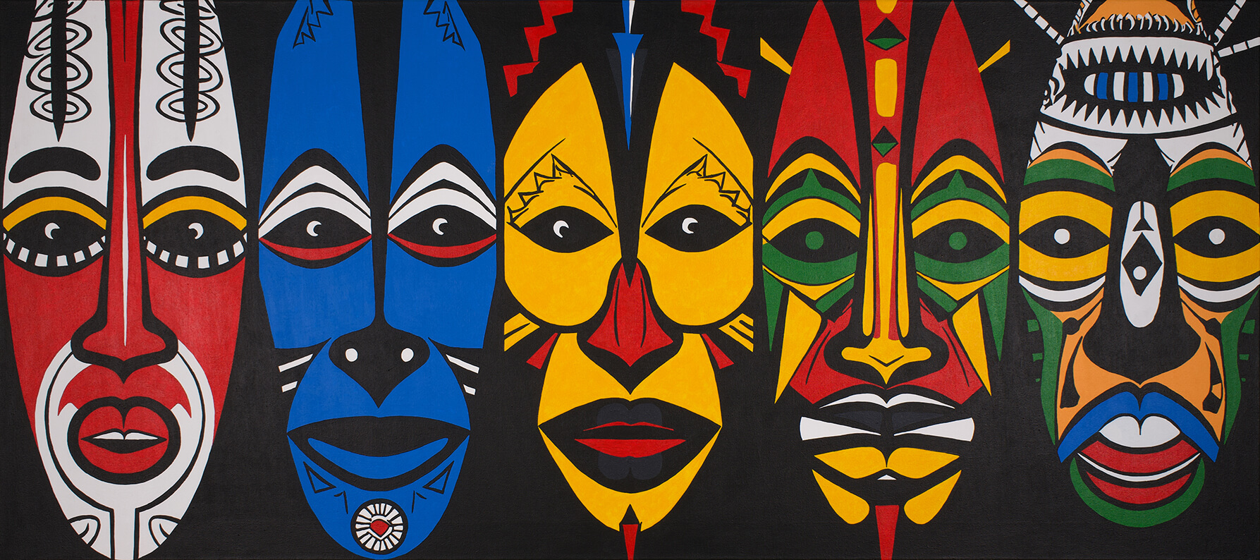 African Mask 5, 180x80 cm, original acrylic painting on canvas