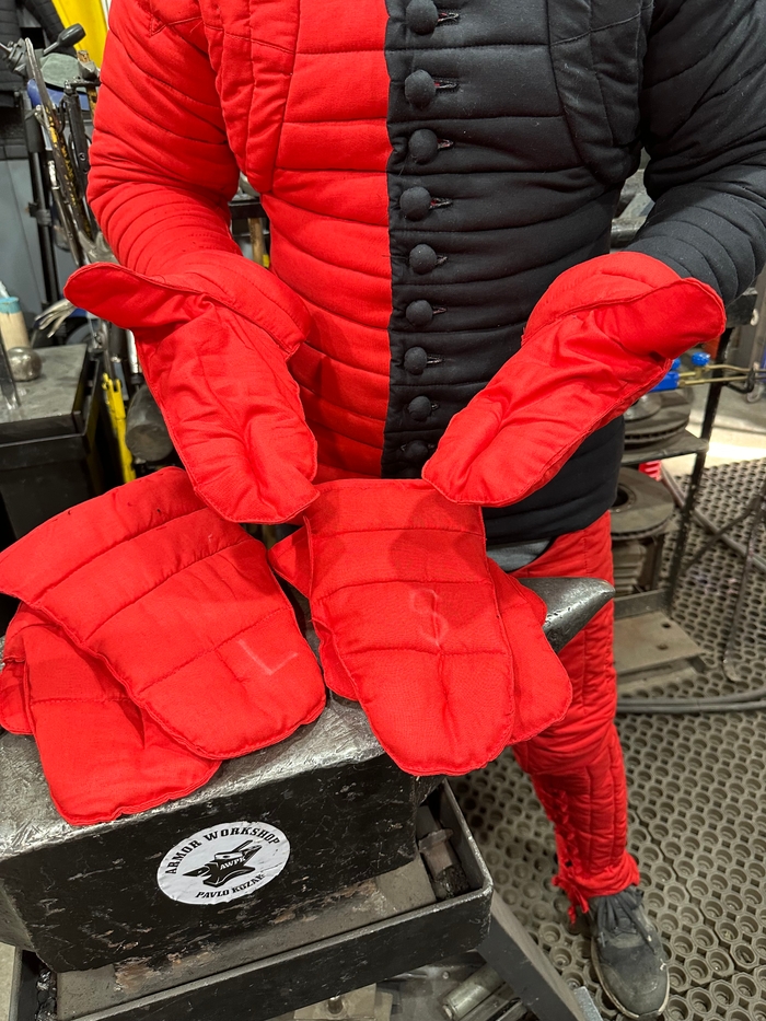 red cloth gloves