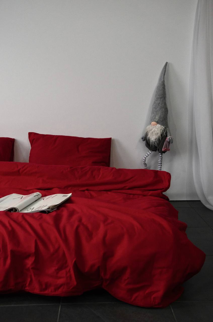 Постільний комплект Фланель преміум Червоний однотон