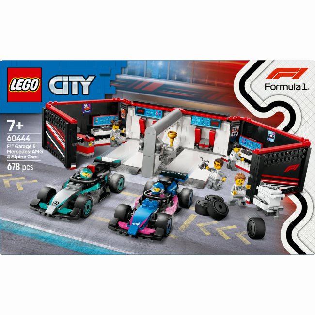 Конструктор LEGO City Гараж F1 та автомобілі Mercedes-AMG і Alpine (60444)