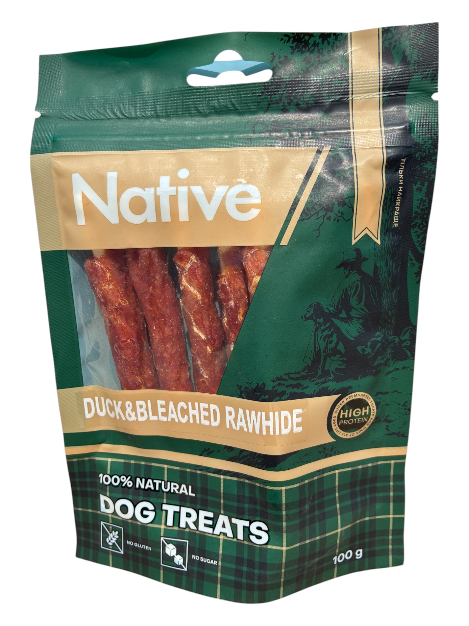 Native Duck Bleached Rawhide - ласощі для собак, жувальні палички з качкою, 100г