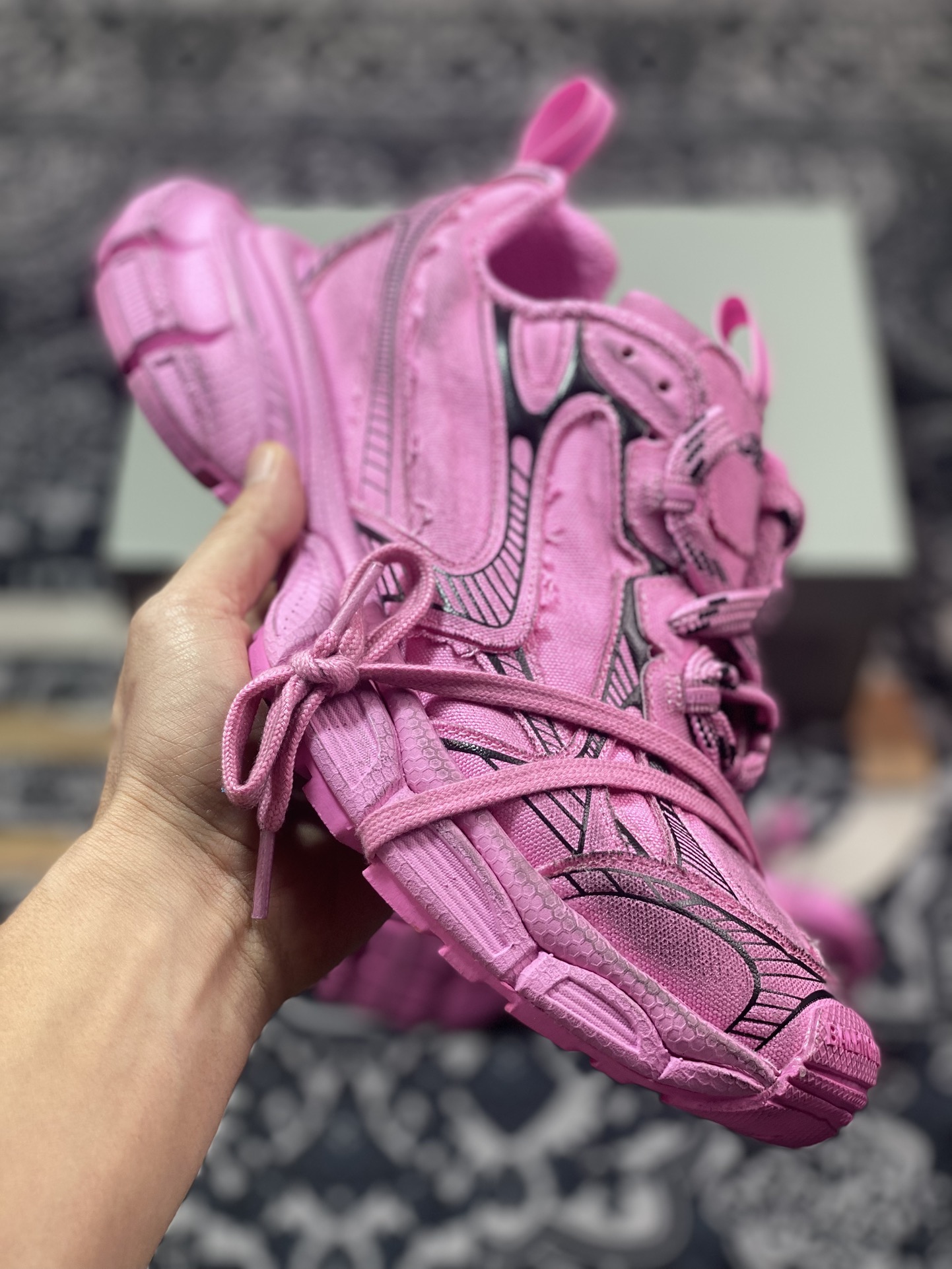 BALENCIAGA 3XL Canvas Pink Distressed 734731 W3XDC 5000