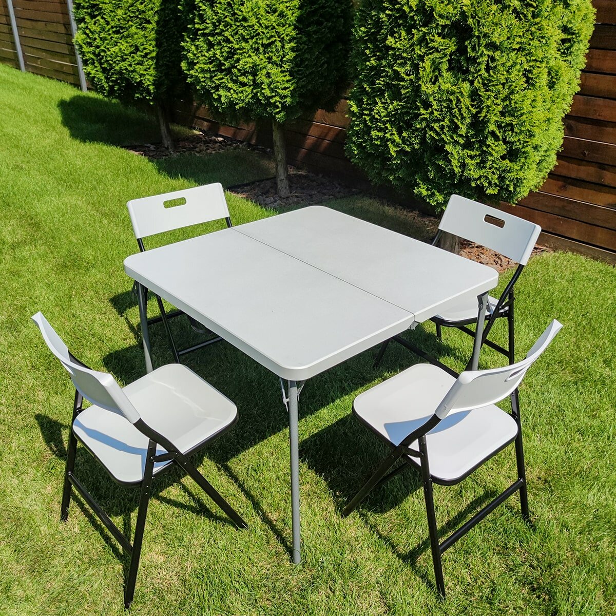 Набір меблів складний (Стіл і 4 стільця), Білий (з сумкою)