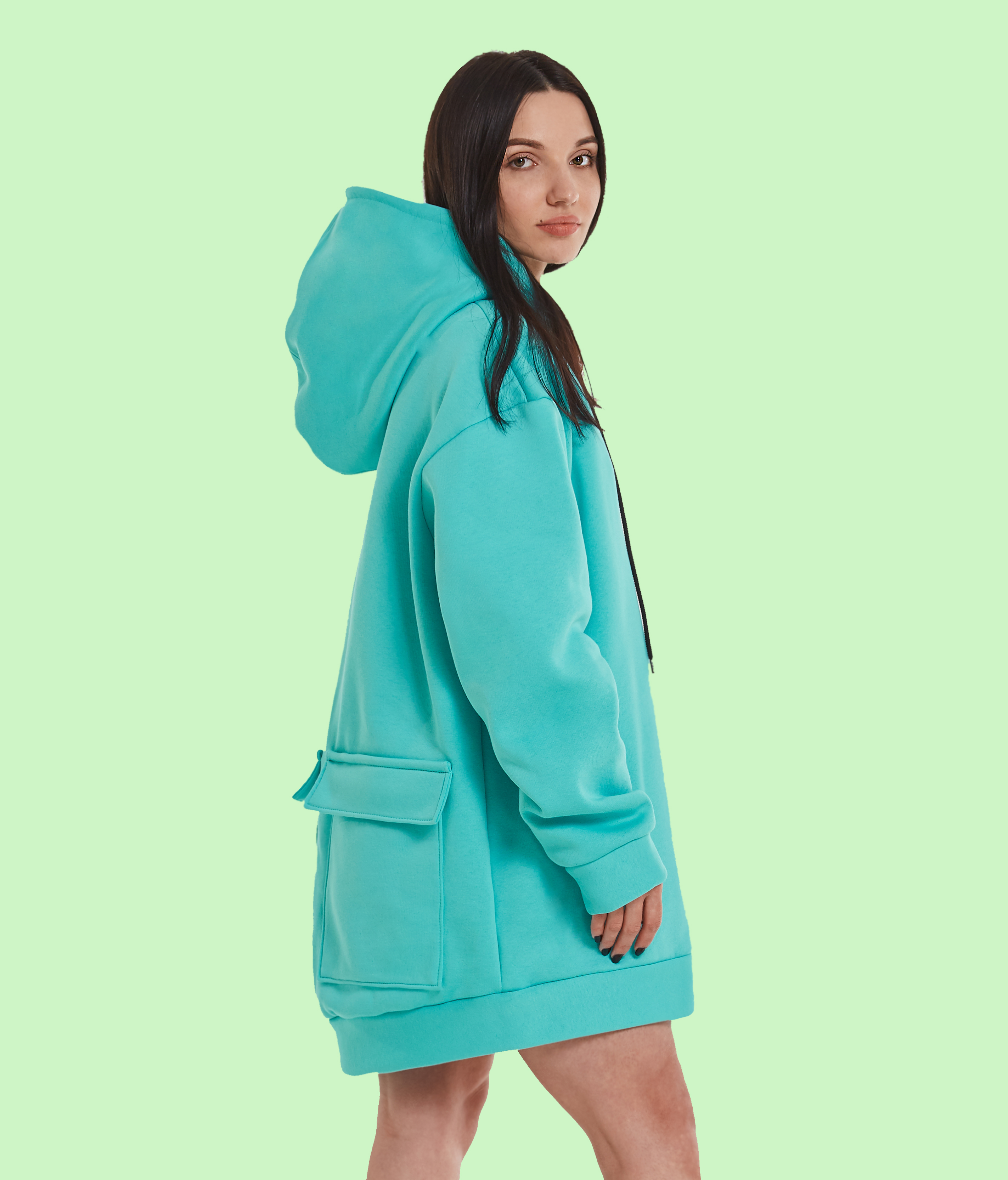 Худі з карманами мінтол