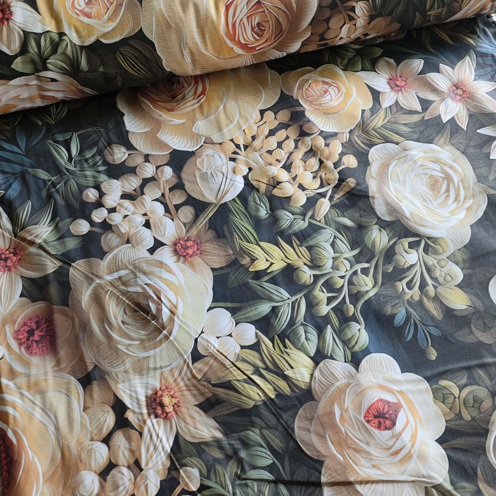 Тканина Ранфорс Digital print - Нічна троянда