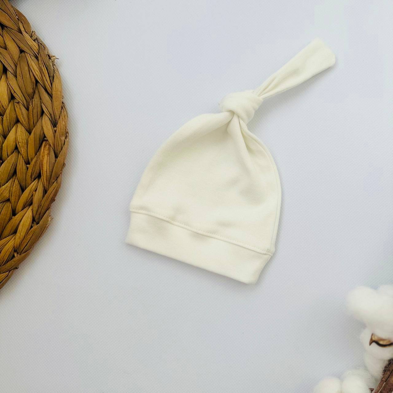 Шапочка-вузлик для новонароджених 56, 62 — дитяча шапочка для немовляти, з народження-copy