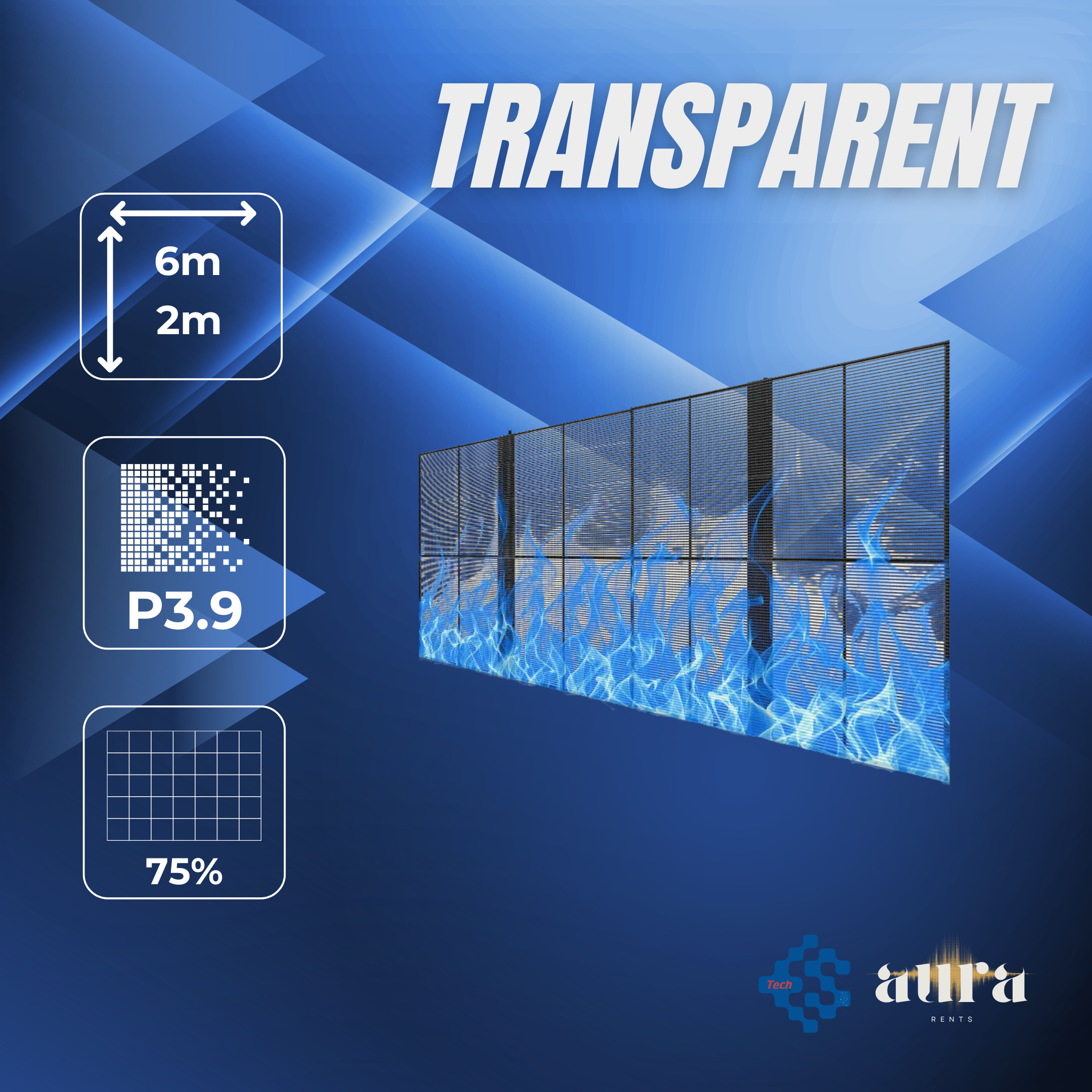 LED Screen Transparent 6x2 Meters