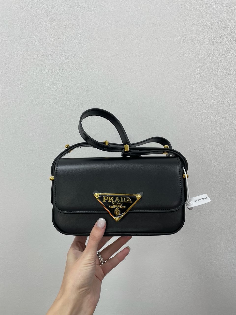 Prada Leather Shoulder Bag Black/Gold