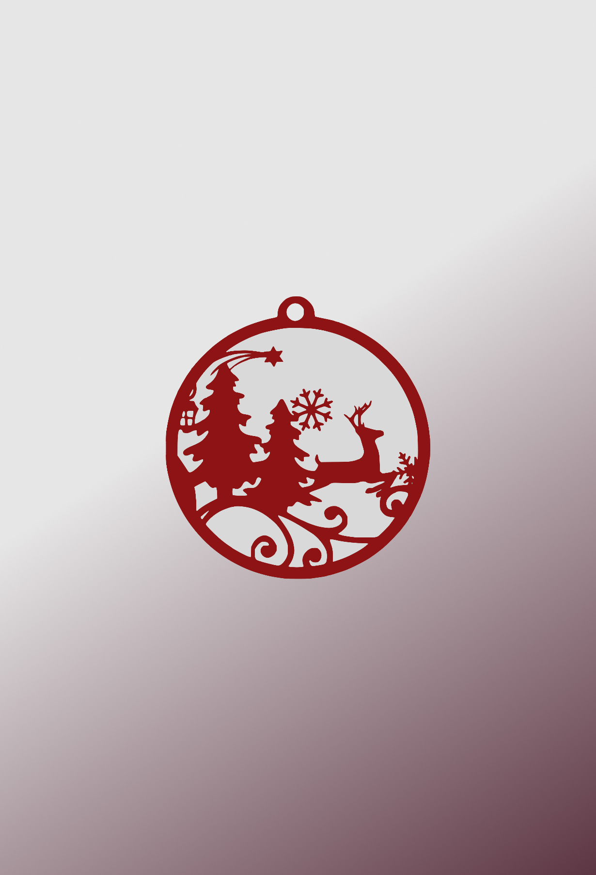 Металева різдвяна куля з ялинками та оленем