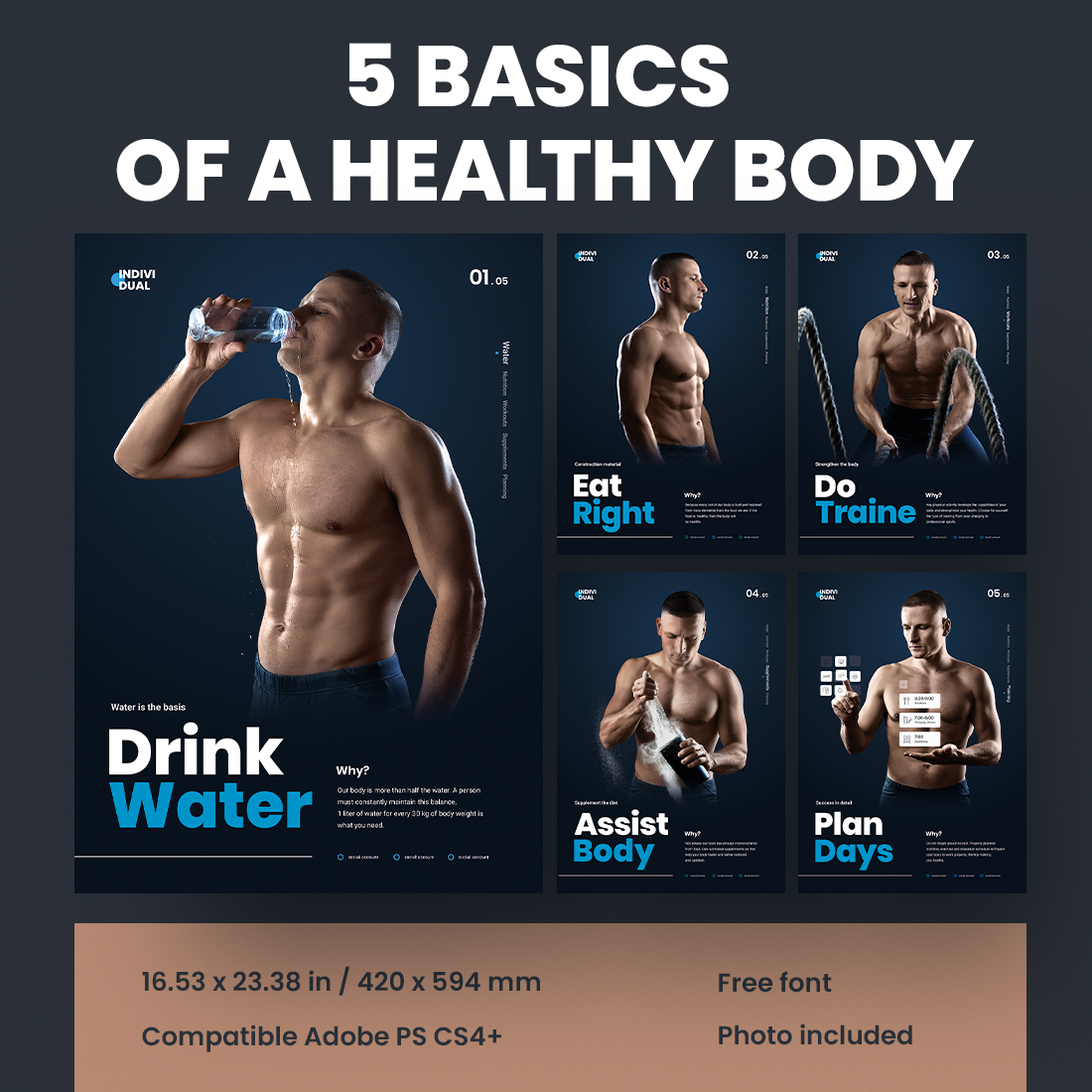 5 Consecutive Healthy Body Basics Posters