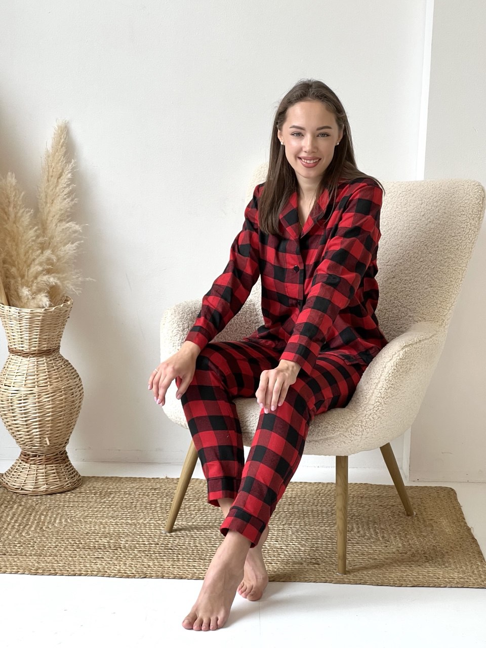 Жіноча тепла фланельна піжама піжамний комплект  COSY
