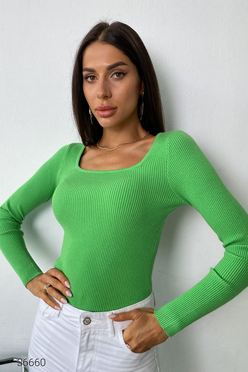 Джемпер в рубчик з квадратним вирізом (one size)