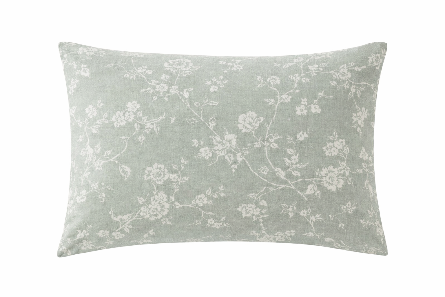 Наволочка ранфорс принт "Білі квіти на світло зеленому"